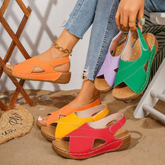 👡 Sandale Premium din Piele cu Platformă Ergonomică – Prindere Velcro, Cusături Manuale, 5 Culori Vibrante, Mărimi 36-43! ☀️🌈