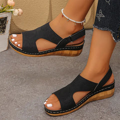Sandale elegante cu platformă și vârf peep-toe: design ajourat, închidere confortabilă cu velcro, mărimi 36-43