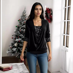 🥰❄️【S-5XL】Cămașă nouă de damă, cu mâneci lungi și paiete