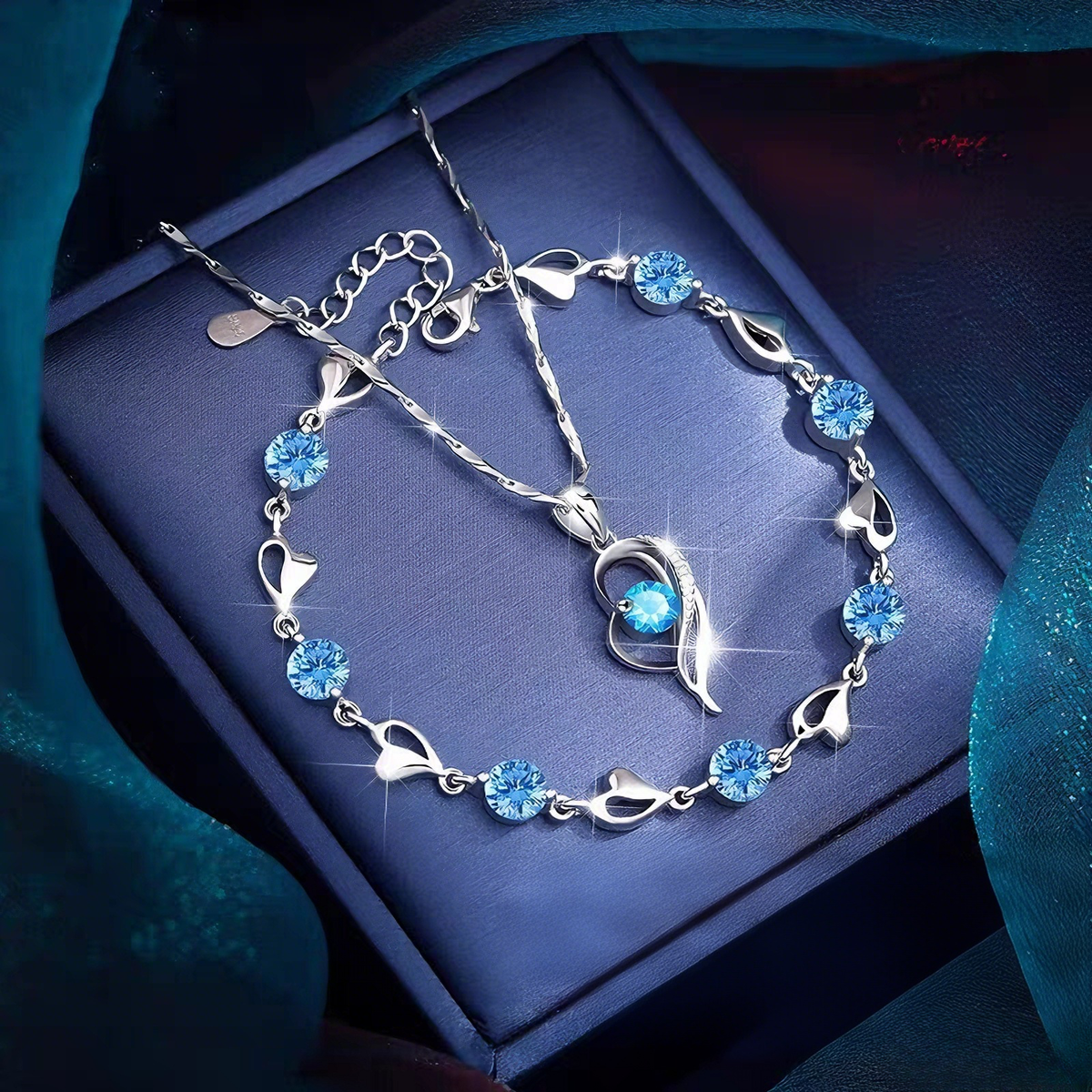 ✨✨Set de brățări din argint 925 + Colier Inima Oceanului 🌊💙