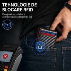 👝 Portofel bărbătesc modern din fibră de carbon — protecție RFID împotriva scanării neautorizate