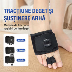 Corector Ortopedic pentru Degete de Ciocan cu Buton Rotativ, Dispozitiv de Tracțiune și Suport Arc Plantar, Ameliorare Durere și Aliniere Degete
