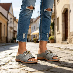 Papuci Casual de Damă cu Talpă Moale și Ergonomică – Design Modern cu Detalii Metalice pentru Confort Zilnic