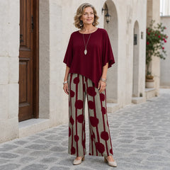 【Stil Haute Couture Toamna 2026】Bluză în stil european și american, cu guler rotund, mâneci tip liliac + pantaloni imprimați, cu talie înaltă și subțire (4 stiluri disponibile / S-XL) ✨