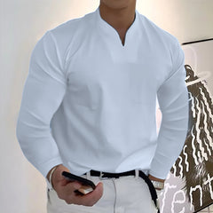 ✨【S-5XL】 Tricou de vară pentru bărbați, din bumbac elastic, cu decolteu în V, în stil nou