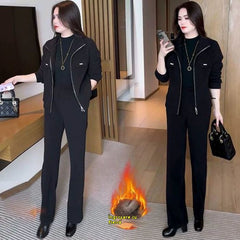 💖【Haină exterioară + pantaloni】💥Set nou de iarnă cu căptușeală de fleece și țesătură groasă