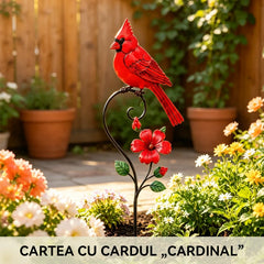 🐦☀️Lampă Solară de Grădină cu Pasăre Cardinal și Floare