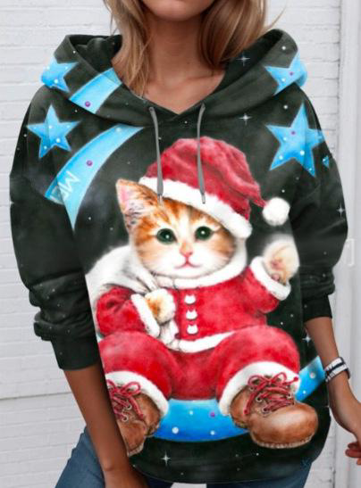 🐱【S-6XL】Νέα γυναικεία χειμερινή μπλούζα με χαριτωμένο σχέδιο γάτας