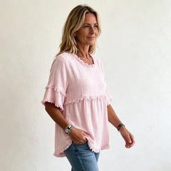 👚【100% bumbac】Tricou în stil francez retro, cu franjuri elegante