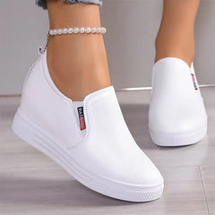 Pantofi Casual de Damă cu Platformă Ascunsă –Pantofi de Damă din Piele Eco cu Textură Elegantă și Elastic Lateral