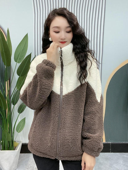 🔥🐏【M-4XL】Χειμερινό φλις μπουφάν, βαμβακερό μπουφάν, ενισχυμένο βαμβακερό μπουφάν από μαλλί αρνιού, ζεστό μπουφάν