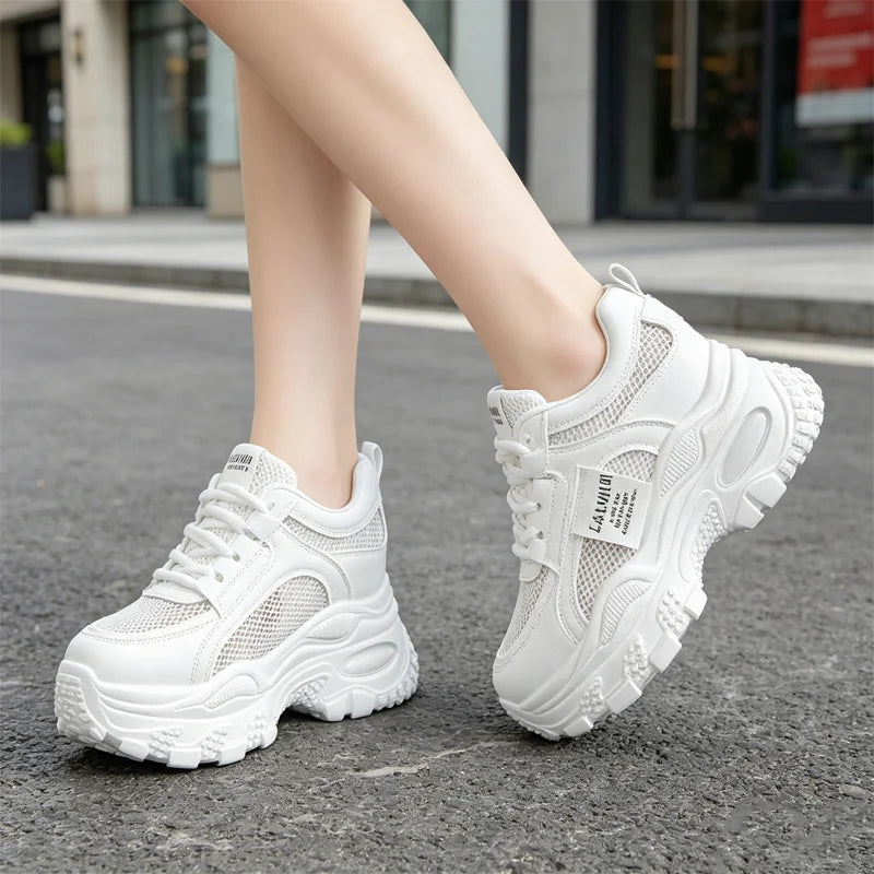 👟[+8 cm înălțare] Pantofi sport casual din plasă respirabilă