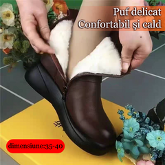 🔥【80% REDUCERE】🔥【35-40】Cizme noi de iarnă din piele cu vârf rotund, cu talpă groasă
