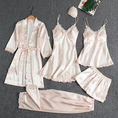🔥【Set de Pijama】❤️Set de 5 Piese Pijamale Confortabile din Dantelă
