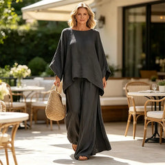 Set din In și Bumbac: Cămașă Oversize și Pantaloni Largi, Stil Minimalist și Răcoros, Mărimi S-3XL