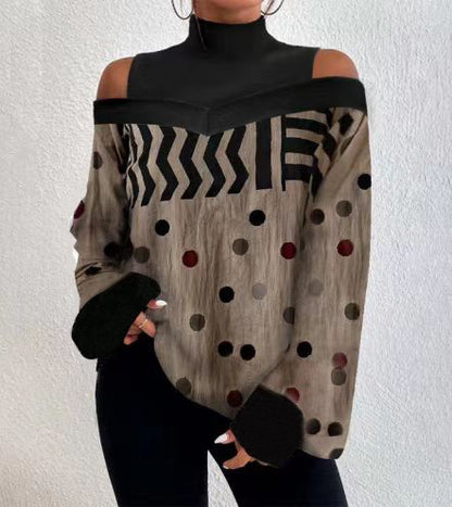 【Νέα άφιξη】Κομψή κασμιρένια μπλούζα με ακάλυμους ώμους για φθινόπωρο και χειμώνα, γεμάτη στυλ