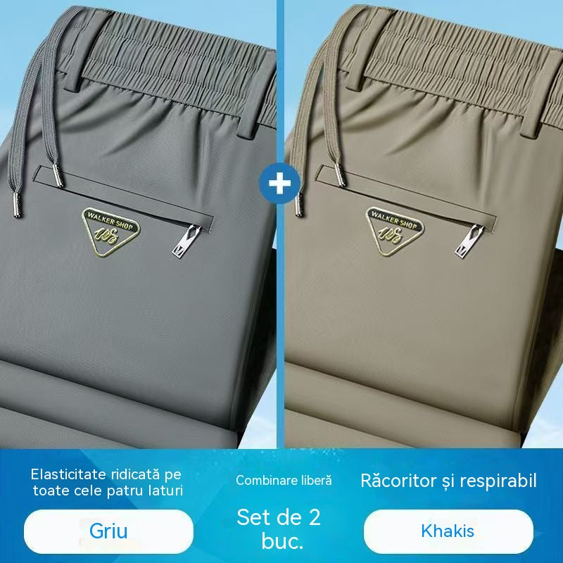 【cumpără 1 și primești 1 gratuit】Pantaloni elastici de vară pentru bărbați, din mătase glacială