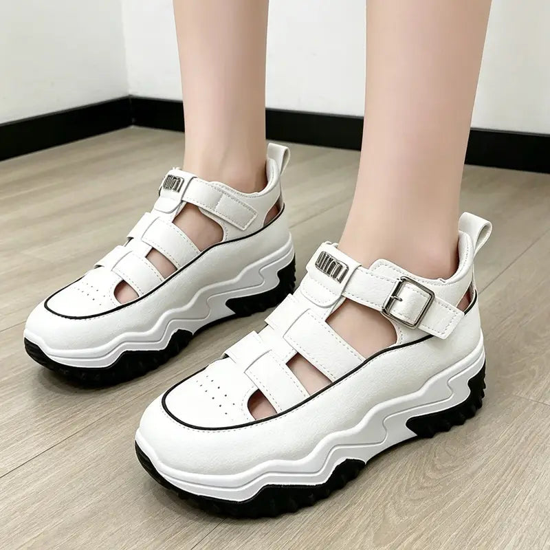 Sandale Platformă "Dad Shoes": Înălțare 5cm, Barete cu Scai (Velcro), Stil Streetwear de Vară, Mărimi 35-40