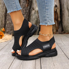 ⚪⚫【Talpă ultra moale】Sandale moderne și confortabile cu material flyknit și talpă groasă