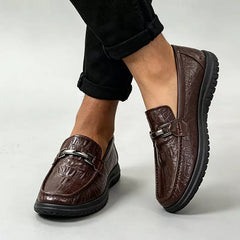 Mocasini Bărbătești din Piele cu Textură de Crocodil – Stil Business Casual, Eleganți și Confortabili