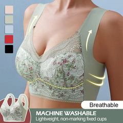 🔥【3 bucăți】【Reducere la ofertă】💕🎁Sutien fără cusături din mătase de gheață de mărime mare – respirabil și reglabil [40kg-100kg]