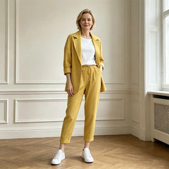Set Elegant de Vară din In și Bumbac – Material Respirabil pentru Confort Maxim!