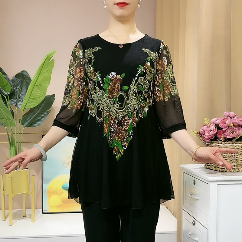 🔥🔥【L-6XL】Cămașă modernă de damă din șifon cu broderie florală 2026