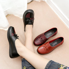 【35-41】Νέα μόδα δέρμα μαλακά παπούτσια casual μονή φλατ