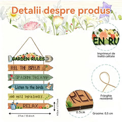 💐Plăcuță Decorativă din Lemn pentru Grădină - Regulile Grădinii