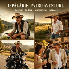 🤠Pălărie de Cowboy Western pentru Bărbați din Paie – Protecție Solară și Respirabilă