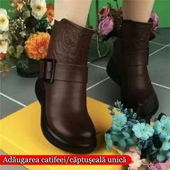 🔥【80% REDUCERE】🔥【35-40】Cizme noi de iarnă din piele cu vârf rotund, cu talpă groasă