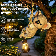 Lampă Solară Decorativă pentru Grădină, Decorațiune Suspendată Figurine Animale (Koala, Iepure, Veveriță), Lumină LED Caldă Impermeabilă