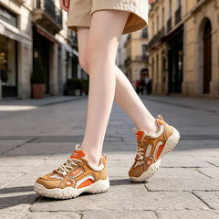 👟 Adidași Chunky din Piele Naturală și Plasă – Talpă Moale de 4cm, Ultra-Respirabili și Super Confortabili! 🌟✨