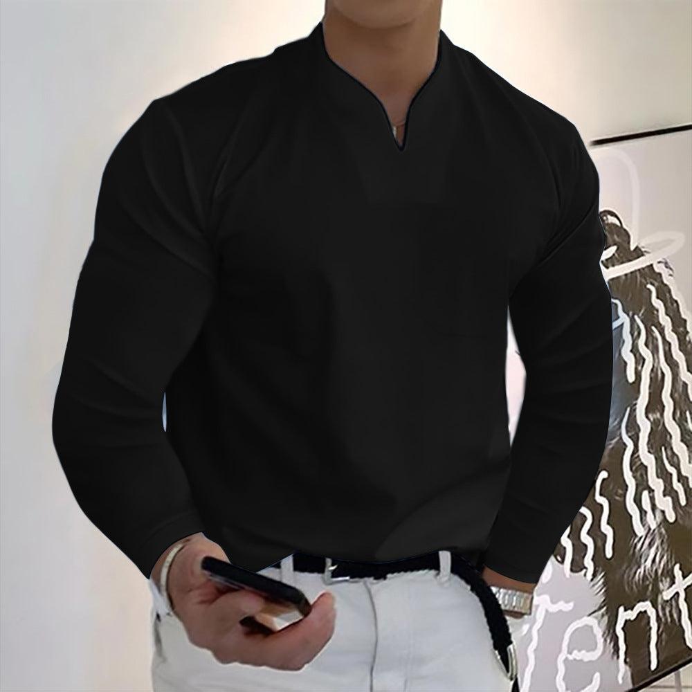 ✨【S-5XL】 Tricou de vară pentru bărbați, din bumbac elastic, cu decolteu în V, în stil nou